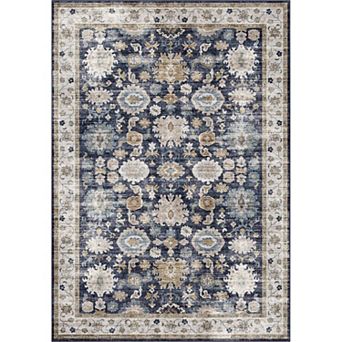 Well Woven Elle Basics Gala Black Vintage Botanical Oriental Area Rug