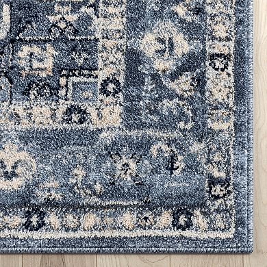 Well Woven Omaha Camilla Ivory Blue Farmhouse Oriental Distressed Area Rug
