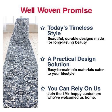 Well Woven Omaha Camilla Ivory Blue Farmhouse Oriental Distressed Area Rug