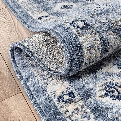 Well Woven Omaha Camilla Ivory Blue Farmhouse Oriental Distressed Area Rug