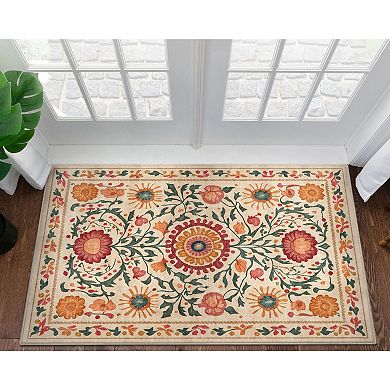 Well Woven Apollo Suzani Beige Modern Floral Area Rug