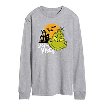 Men's Dr. Seuss Grinch Spooky Vibes Long Sleeve Graphic Tee