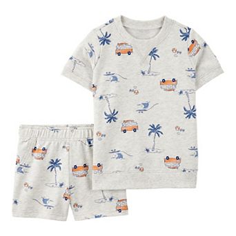 Toddler Boys Carter's 2 pc Beach Print Tee & Shorts Set