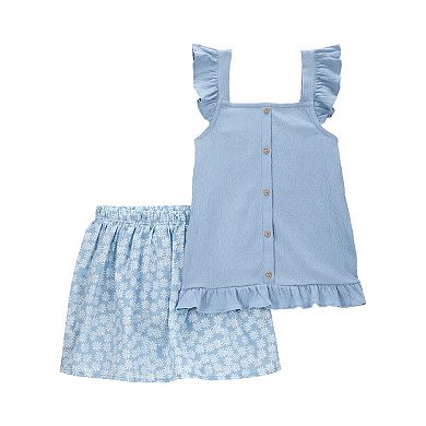 Girls 4-8 Carter's Daisy Skort and Ruffle Tank Top 2-Piece Set