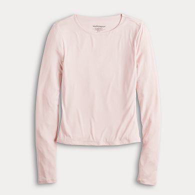 Juniors' Harper & Ivy Long Sleeve Yummy Contour Crew Neck Top