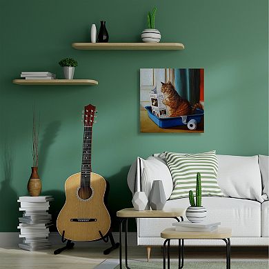 Stupell Home Decor Litter Box Reading Funny Cat Painting Canvas Wall Art
