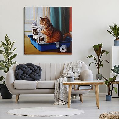 Stupell Home Decor Litter Box Reading Funny Cat Painting Canvas Wall Art