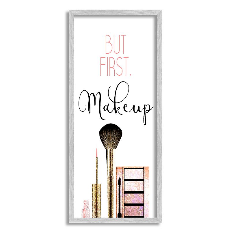 Stupell Home Decor Makeup Fashion Designer Modern Framed Canvas Wall Art, Grey