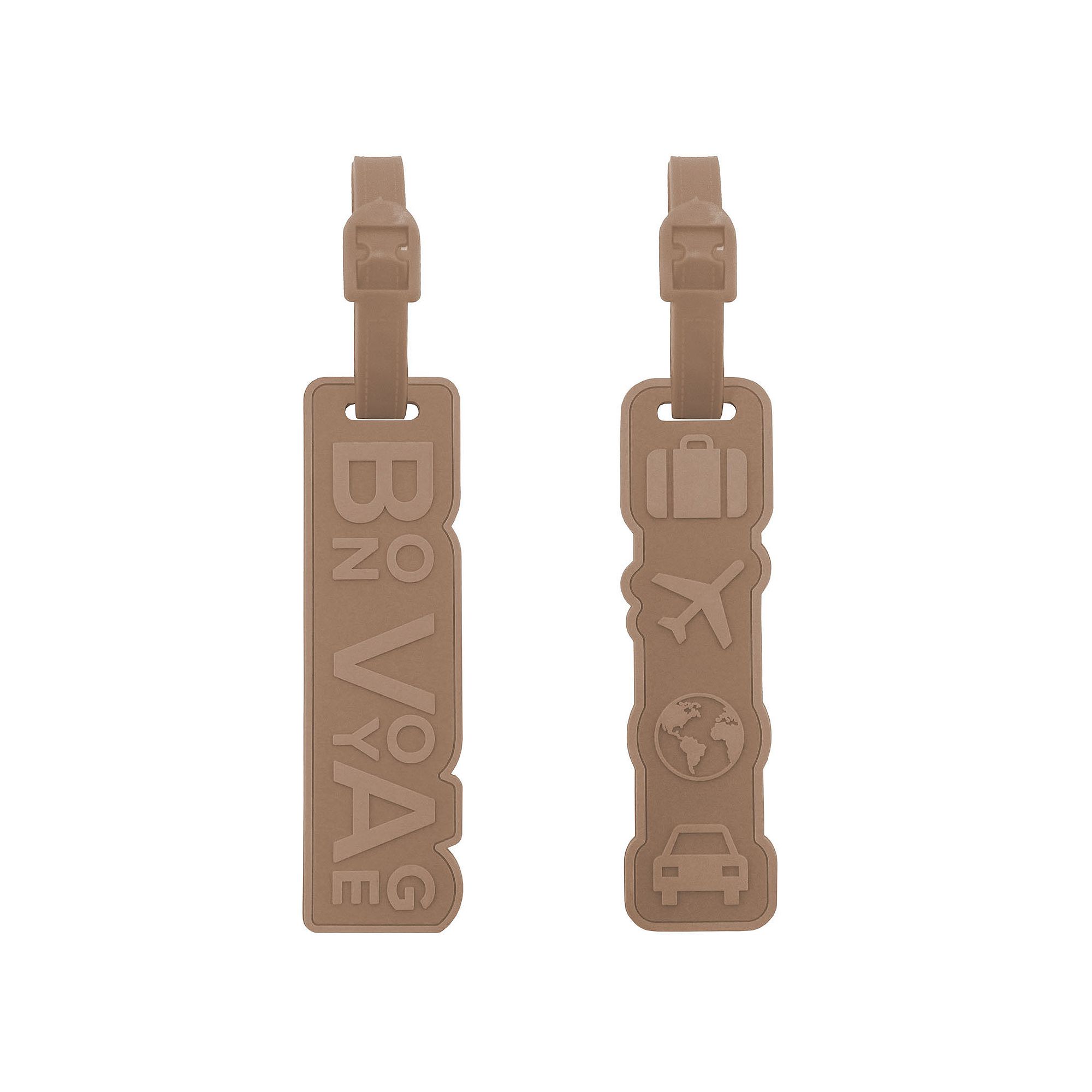 MYTAGALONGS 2-pack Bon Voyage & Icon Luggage Tags Set, Beige