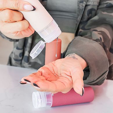 MYTAGALONGS Silicone 2.7 oz Carry-On Toiletry Travel Bottles 4-Piece Set