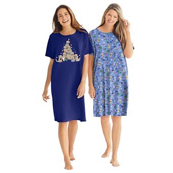Dreams & Co. Plus Size 2-Pack Short-Sleeve Sleepshirt