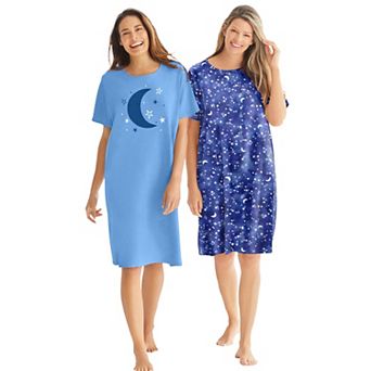 Dreams & Co. Plus Size 2-Pack Short-Sleeve Sleepshirt
