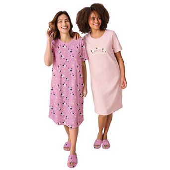 Dreams & Co. Plus Size 2-Pack Short-Sleeve Sleepshirt