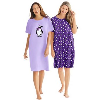 Dreams & Co. Plus Size 2-Pack Short-Sleeve Sleepshirt