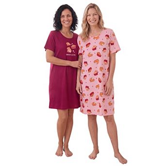 Dreams & Co. Plus Size 2-Pack Short-Sleeve Sleepshirt