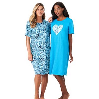 Dreams & Co. Plus Size 2-Pack Short-Sleeve Sleepshirt