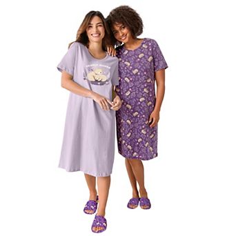 Dreams & Co. Plus Size 2-Pack Short-Sleeve Sleepshirt