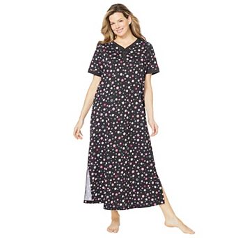 Dreams & Co. Plus Size Long Henley Sleepshirt
