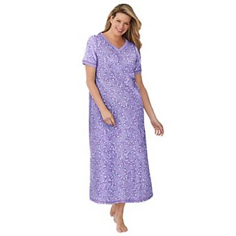 Dreams & Co. Plus Size Long Henley Sleepshirt
