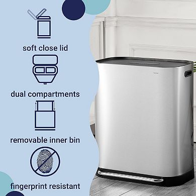 Beni Kitchen Trash/recycling 16-gallon Double-bucket Step Trash Can With Odor Filter And Lid Support