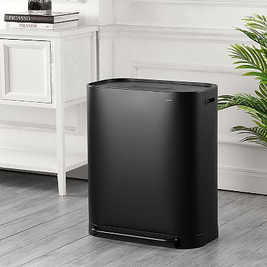 Beni Kitchen Trash/recycling 16-gallon Double-bucket Step Trash Can With Odor Filter And Lid Support