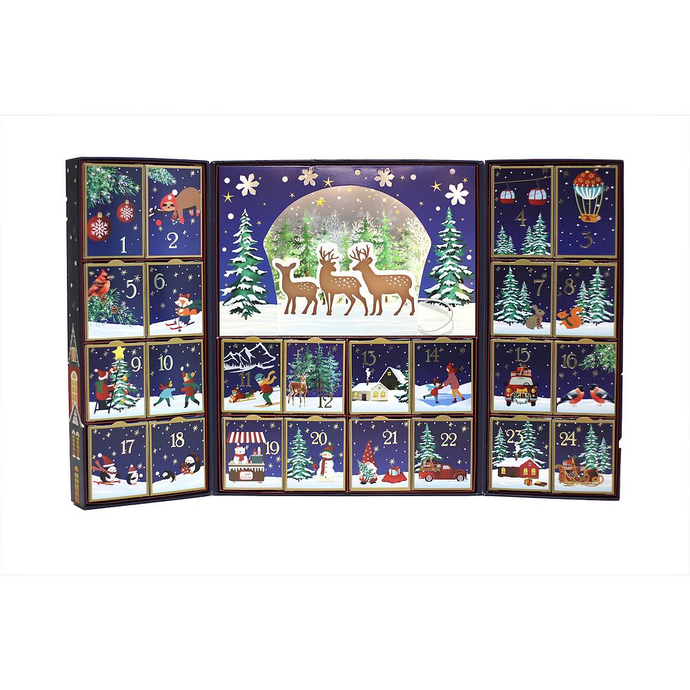 Polar Elegance Paper Christmas Advent Calendar With 24 Boxes & Led