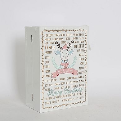 Polar Elegance Wooden Advent Calendar Book With Led Lighting For Adults Winter Scene Fillable Drawer