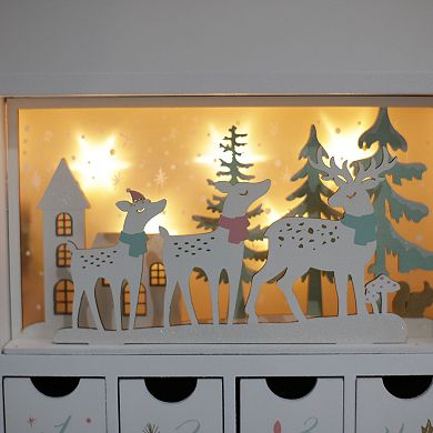 Polar Elegance Wooden Advent Calendar Book With Led Lighting For Adults Winter Scene Fillable Drawer