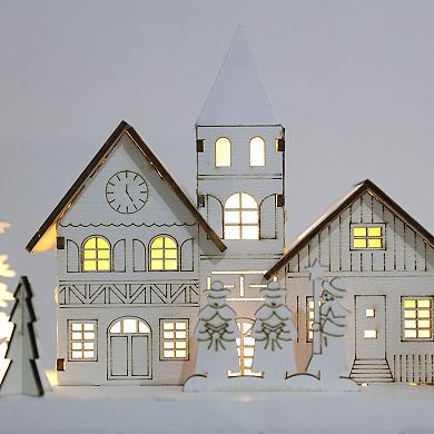 Polar Elegance Wooden Advent Calendar House With Drawers, 14.8" Reusable Advent Calendar With Lights