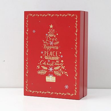 Polar Elegance Xmas Wooden Advent Calendar Book With Drawers For Adults Kids Home Decor With Led