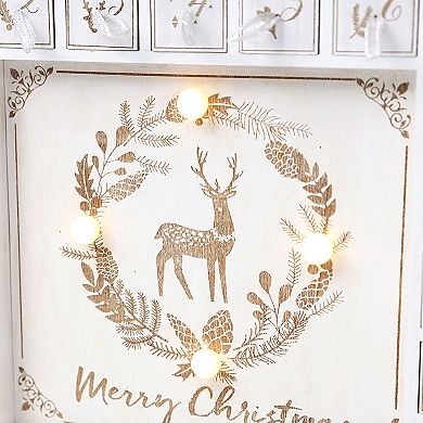 Polar Elegance Wooden Advent Calendar With 24 Drawers And Led Lighting Christmas Decoration