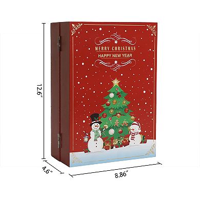 Polar Elegance Christmas Wooden Advent Calendar Book With Led Lighting With 24 Drawers Holiday Gifts