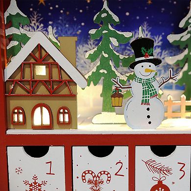 Polar Elegance Christmas Wooden Advent Calendar Book With Led Lighting With 24 Drawers Holiday Gifts