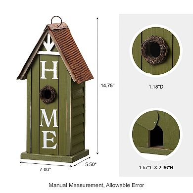 Glitzhome 14.75" H Distressed Bird House