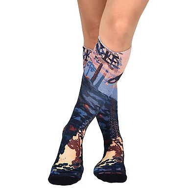 Sierra Socks Mud Bike Pattern Coolmax Socks, Nature Collection For Men & Women Colorful Crew Socks