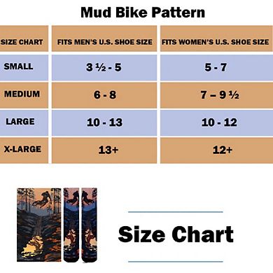 Sierra Socks Mud Bike Pattern Coolmax Socks, Nature Collection For Men & Women Colorful Crew Socks