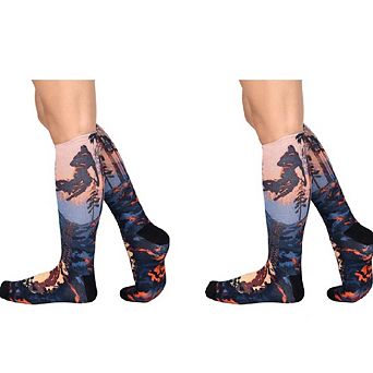 Sierra Socks Mud Bike Pattern Coolmax Socks, Nature Collection For Men & Women Colorful Crew Socks
