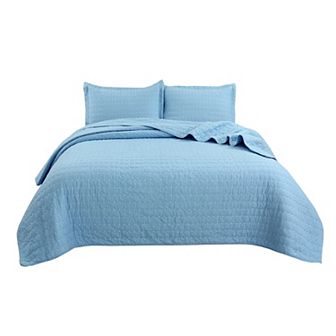 Marcielo 3 pc 100% Cotton Oversized Bedspread Lightweight Quilt Set Stitching