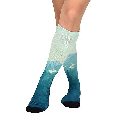 Sierra Socks Evergreen Pattern Coolmax Socks, Nature Collection For Men & Women Knee High Socks