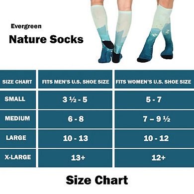 Sierra Socks Evergreen Pattern Coolmax Socks, Nature Collection For Men & Women Knee High Socks
