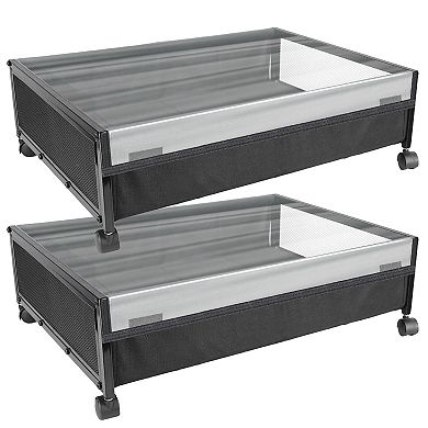 Black, Under Bed Storage Containers With 360° Rotatable Wheels Set Of 2