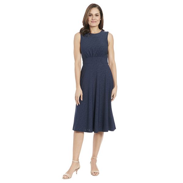 chinese dress ladies London Times 3/4 Sleeve Seamed Side Tab Fit & Flare Midi Dress