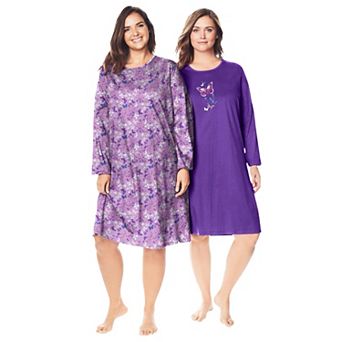 Dreams & Co. Plus Size 2-Pack Long-Sleeve Sleepshirt