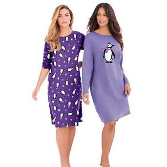 Dreams & Co. Plus Size 2-Pack Long-Sleeve Sleepshirt