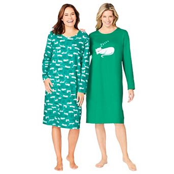 Dreams & Co. Plus Size 2-Pack Long-Sleeve Sleepshirt