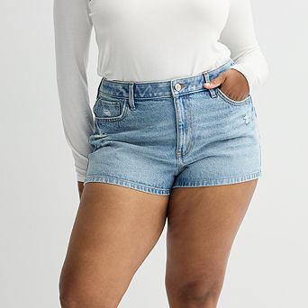 Juniors' Plus Size SO® Mid-Rise Relaxed Jean Shorts