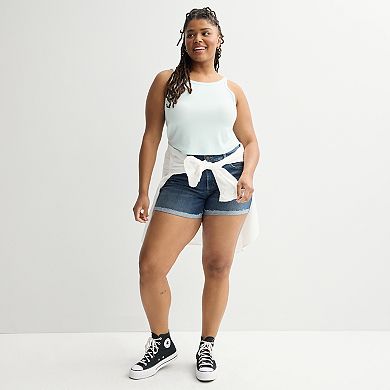 Juniors' Plus Size SO® Low Rise Midi Jean Shorts