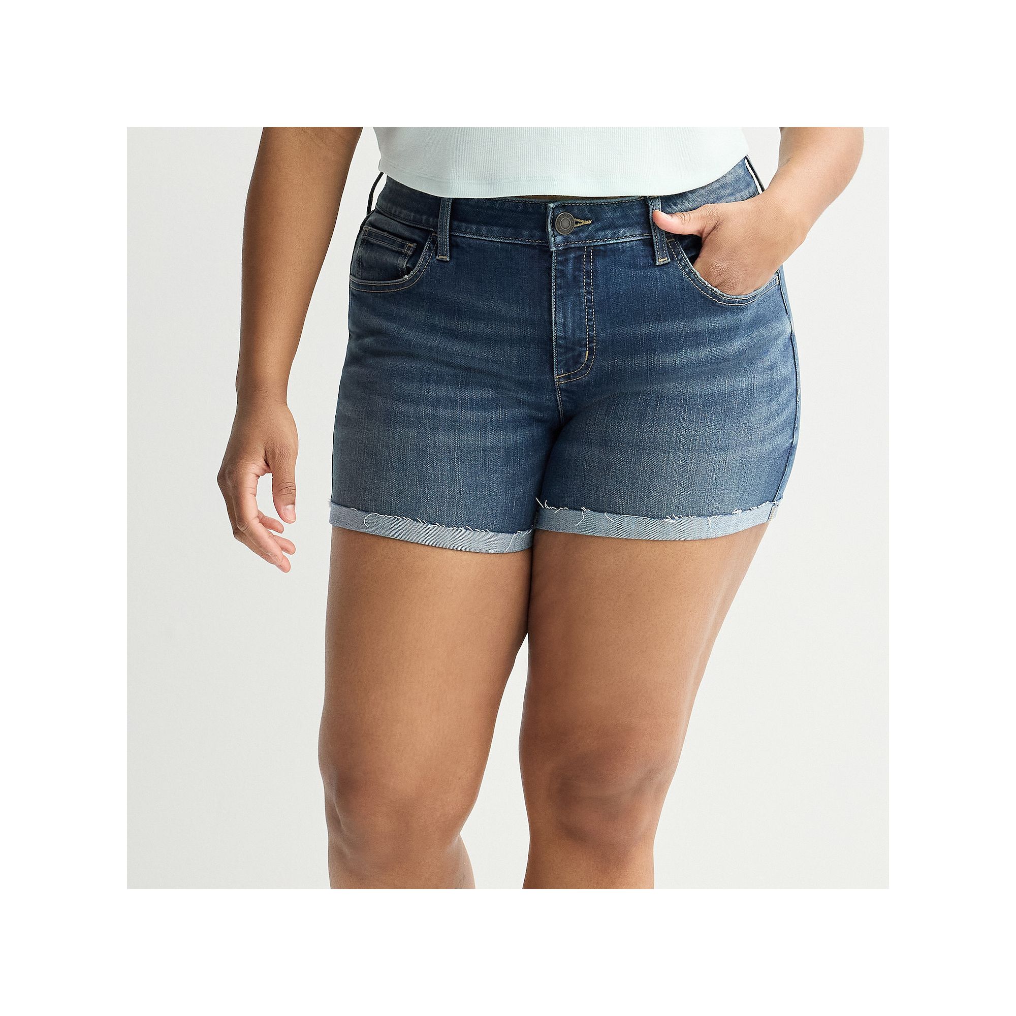 Juniors Plus Size SO® Low Rise Midi Jean Shorts, Girls, Size: 16, Dark