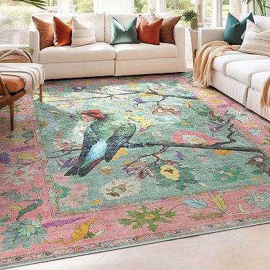 Well Woven Apollo Botanical Birds Ushak Modern Area Rug