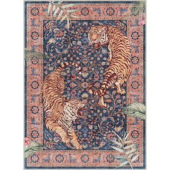 Well Woven Apollo Botanical Tiger Multi Navy Modern Area Rug